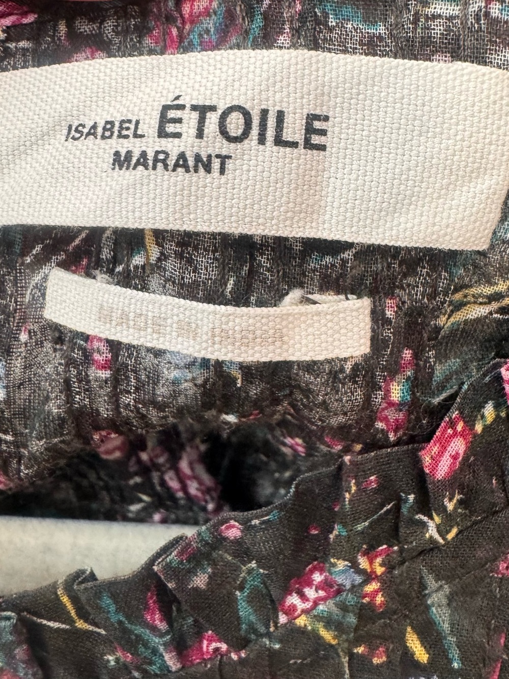 Isabel Marant Etoile Layona ruffle sleeve top- Black floral print cotton - Picture 8 of 11
